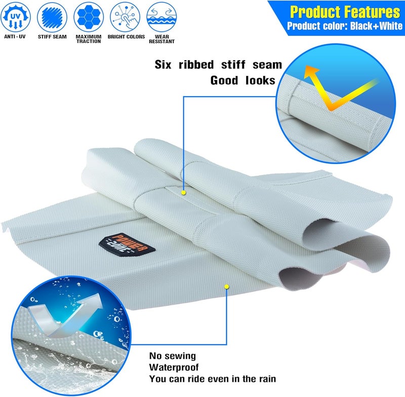 MCHMFG Universal Ribbed Dirt Bike Seat Cover - Gripper Soft Seat Cover for Most Dirt Pit Bike Motorcycle (All White) - Image 3